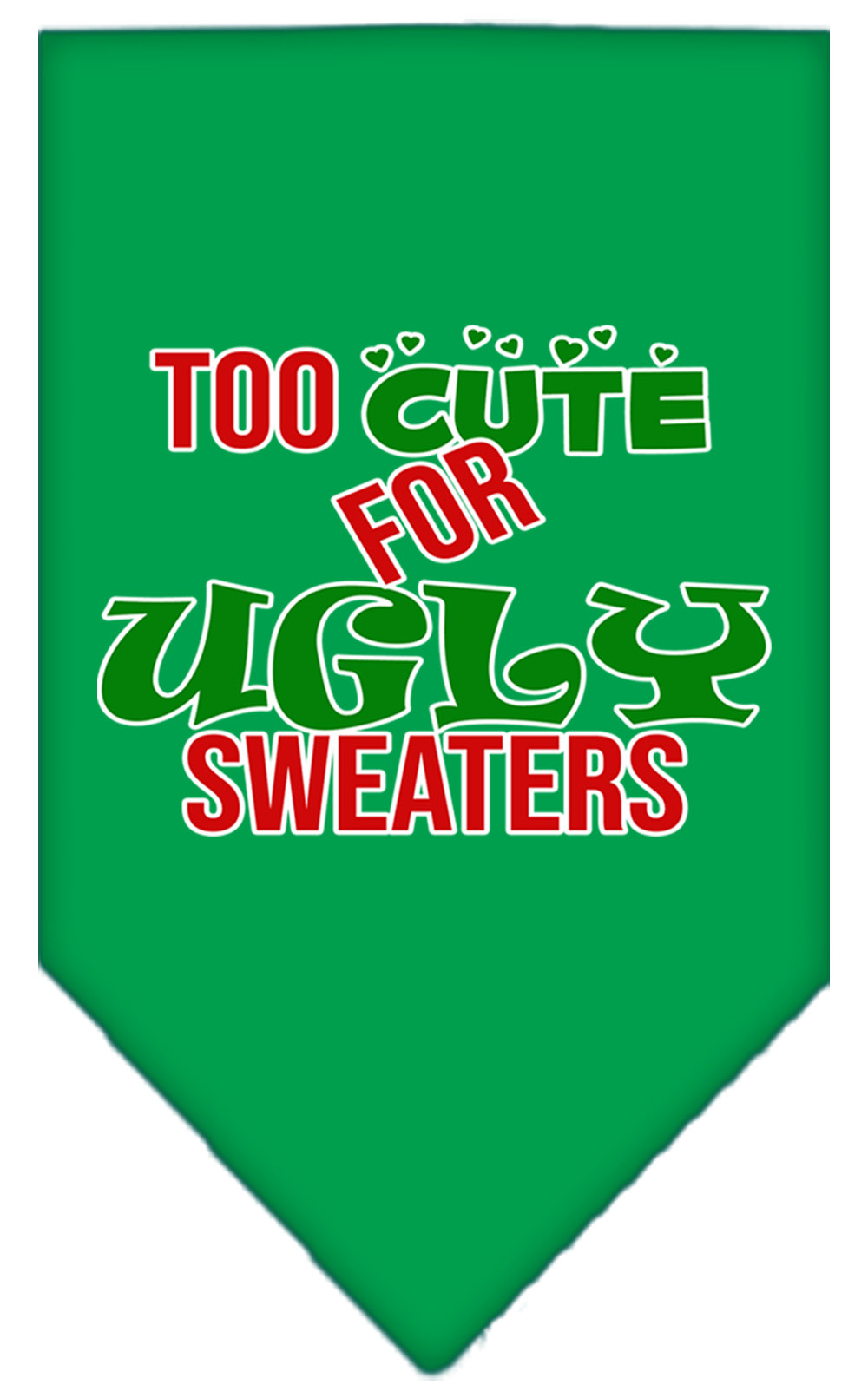 Too Cute for Ugly Sweaters Screen Print Bandana Emerald Green Large
